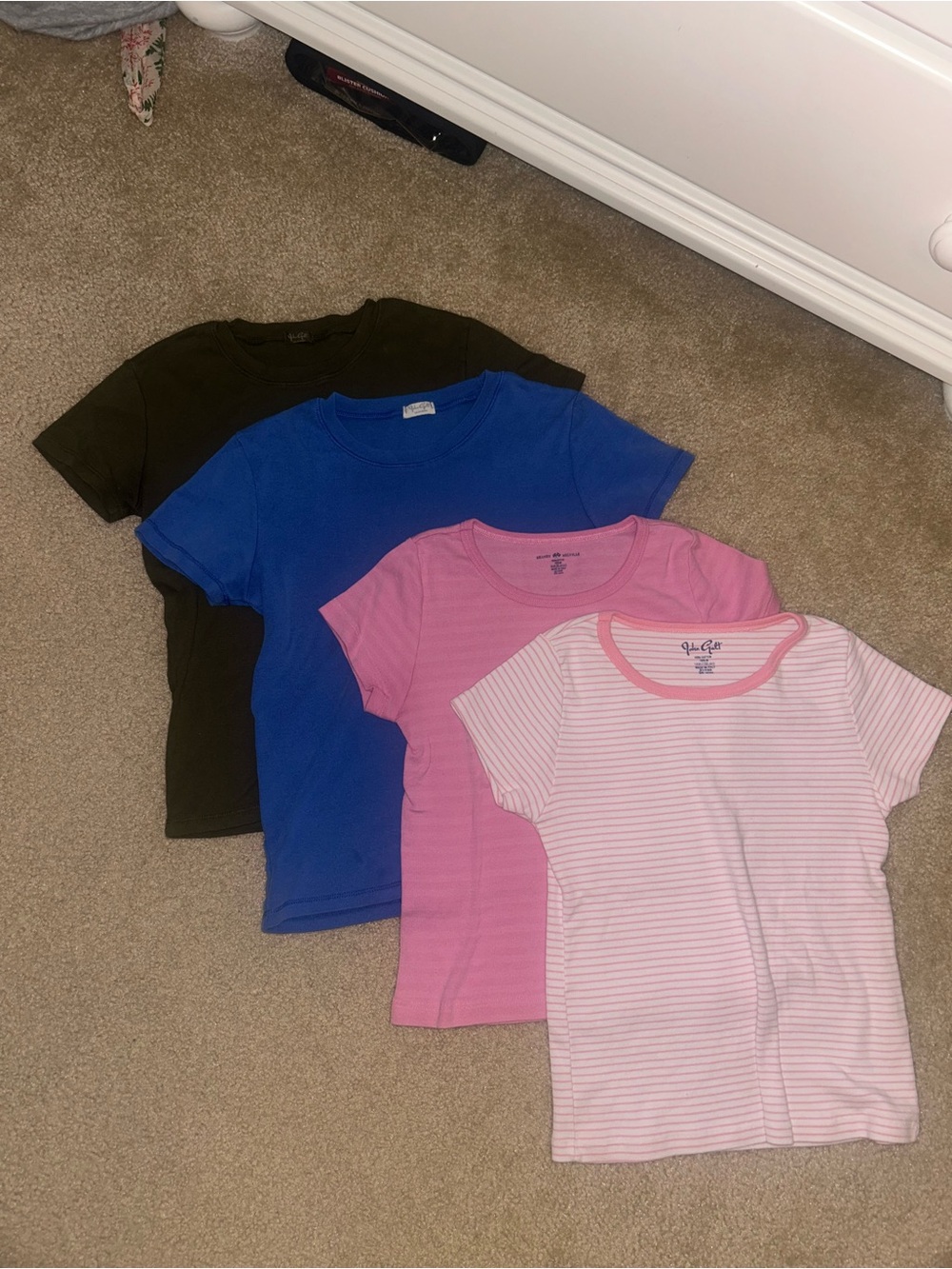 Brandy Melville Short Sleeve Tees - Olive, Blue, Pink, Light Pink Stripe